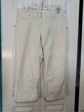 Banana Republic Cropped Cream Corduroy Casual Pants